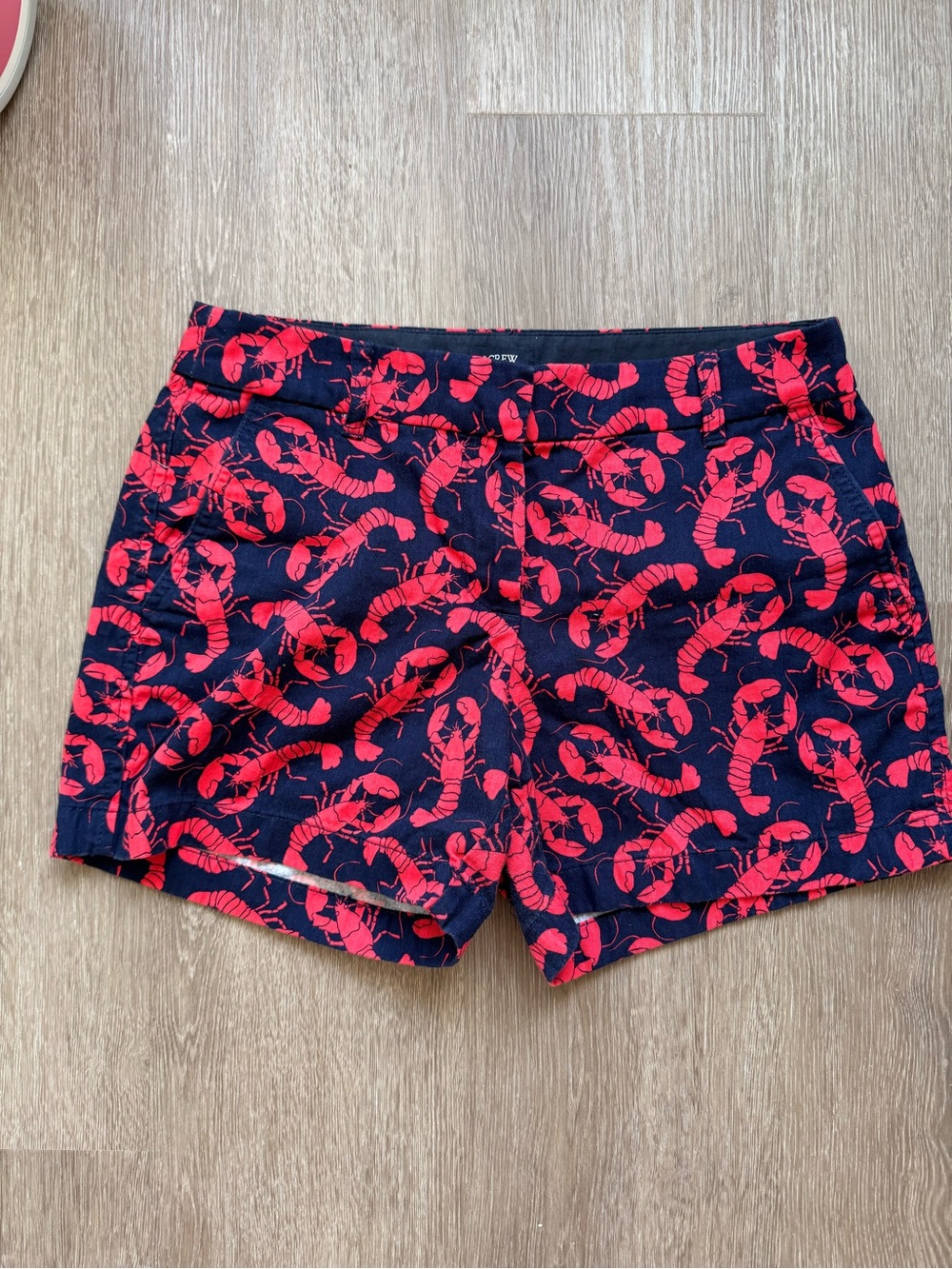 J. Crew Navy Shorts with Red Lobster Print